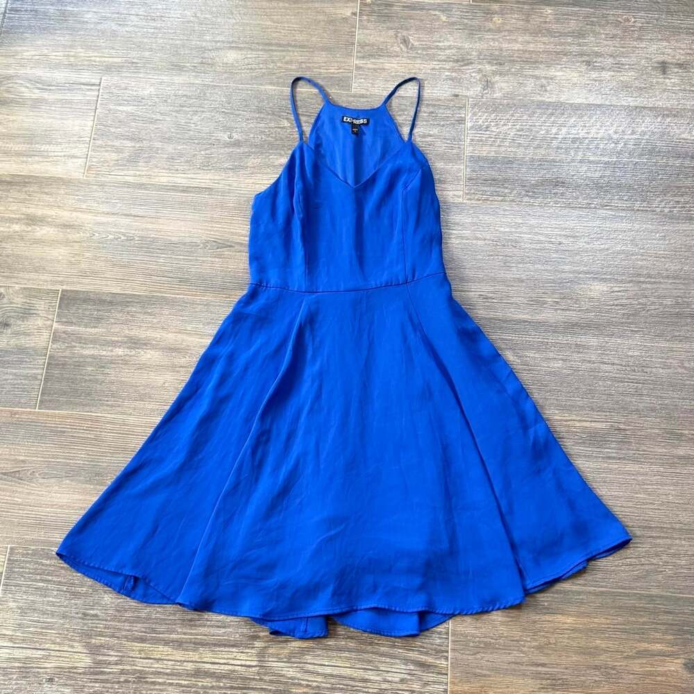 Lightweight flowy whimsy Express blue mini dress